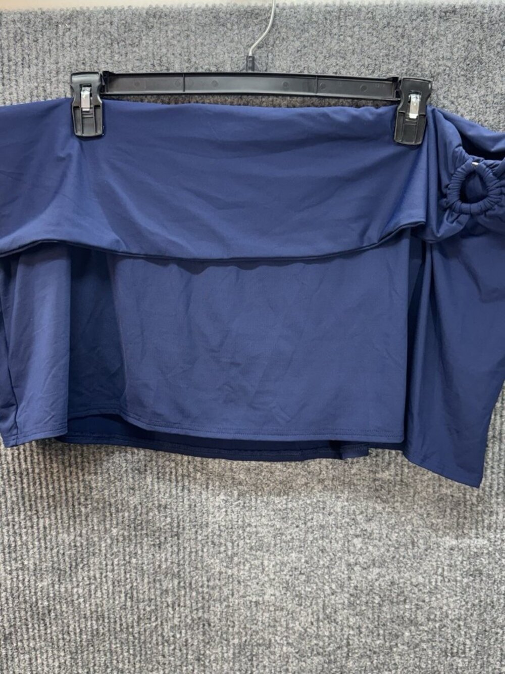 Lands End Swim Skirt Skort Womens 24W Navy Blue Hip Ring Detail Tummy Control